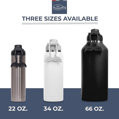 ORCA Hydra 66oz | Insulated, Stainless Steel Water Bottle with Powder Coat Finish & Silicone Grip Whale Tale Handle, Dishwasher Safe Sports Bottle — Navy