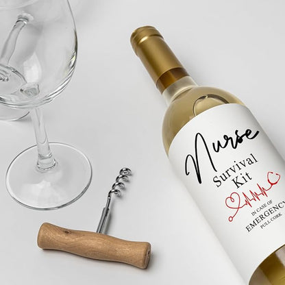 8 Pcs Nurse Wine Labels, Nurses Nursing Graduation Party Decorations Gifts for Her Women, Nurse Appreciation Graduation Retirement Gifts, Nurse Survival Kit Wine Bottle Stickers Labels