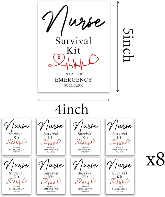 8 Pcs Nurse Wine Labels, Nurses Nursing Graduation Party Decorations Gifts for Her Women, Nurse Appreciation Graduation Retirement Gifts, Nurse Survival Kit Wine Bottle Stickers Labels