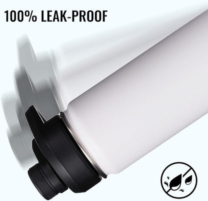 24oz Insulated Water Bottle with Handle, Stainless Steel Water Bottles with Wide Mouth, Double Wall Vacuum Sports Water Bottle, BPA Free, Keep Cold and Hot, White