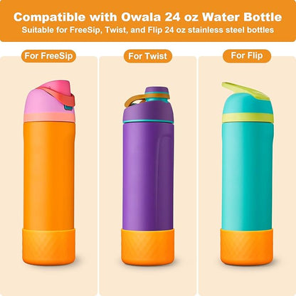 2PCS Silicone Water Bottle Boot for Owala 24oz 32oz 40oz, Anti-Slip Protective Sleeve Bottom Bumper Protector for FreeSip, Twist, and Flip Stainless Steel Water Bottles