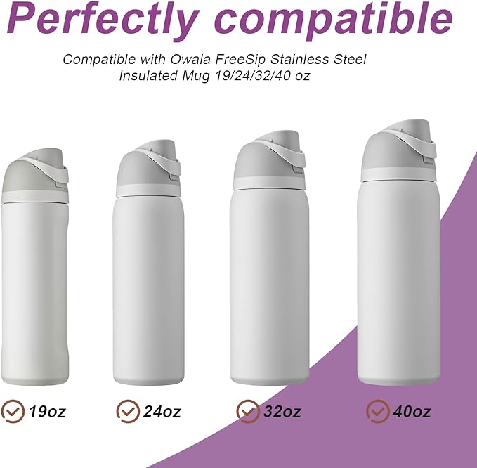 5 Pcs Replacement Stopper for Owala Free Sip 19/24/32/40 Ounce, Silicone Anti-Spill Lid Stopper Compatible with Owala Freesip
