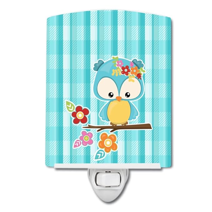 Caroline's Treasures BB6795CNL Blue Bird Ceramic Night Light Compact, UL-Certified, Ideal for Bedroom, Bathroom, Nursery, Hallway, Kitchen, 6x4x3, Multicolor