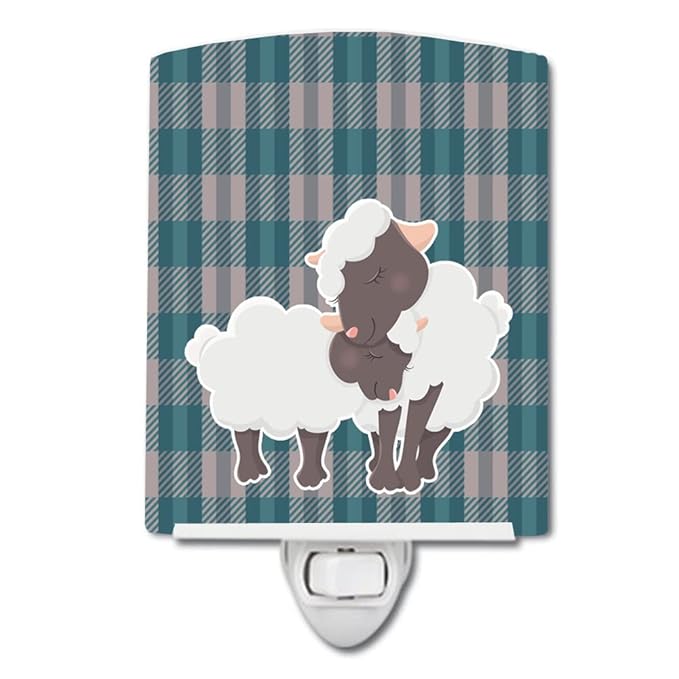 Caroline's Treasures BB8590CNL Sheep Ceramic Night Light Compact, UL-Certified, Ideal for Bedroom, Bathroom, Nursery, Hallway, Kitchen, 6x4x3, Multicolor