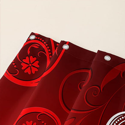 AILONEN Heart Love Shower Curtain for Bathroom, Red and White Floral Hearts Print Bath Curtain,Minimalism Hearts Decoration Shower Curtain Waterproof with 12 Plastic Hooks, 36" W*72" H