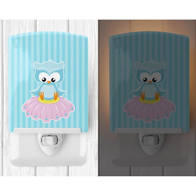 Caroline's Treasures BB9046CNL Girl Bird on Blue Ceramic Night Light Compact, UL-Certified, Ideal for Bedroom, Bathroom, Nursery, Hallway, Kitchen, 6x4x3, Multicolor