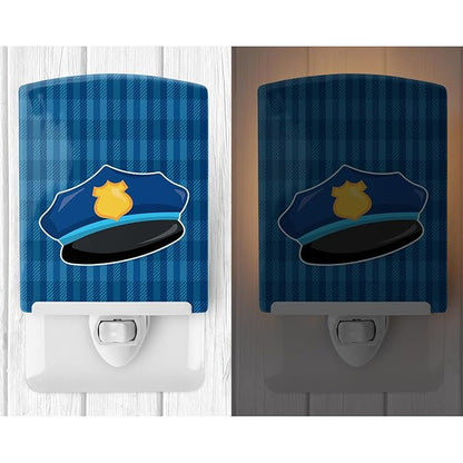 Caroline's Treasures BB7007CNL Police Hat Ceramic Night Light Compact, UL-Certified, Ideal for Bedroom, Bathroom, Nursery, Hallway, Kitchen, 6x4x3, Multicolor
