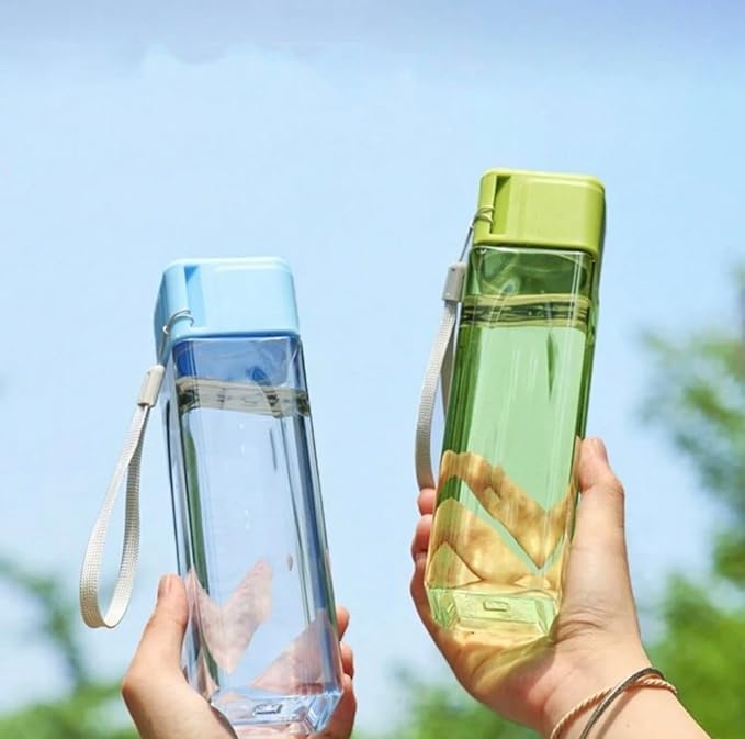 500ml LASSY Clear Trendy Aesthetic Water Bottle with Wristlet, Stainless Steel, for Sports, Travel, Gym (Black)