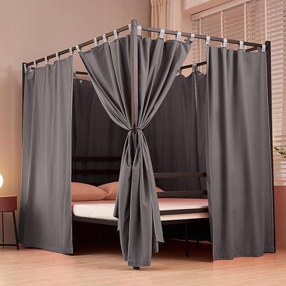 Akiky Canopy Bed Curtains 4 Corner Bed Canopies Dark Gray Canopy Curtains Panel 8 Drapery Panel Curtain for All Bed Sizes