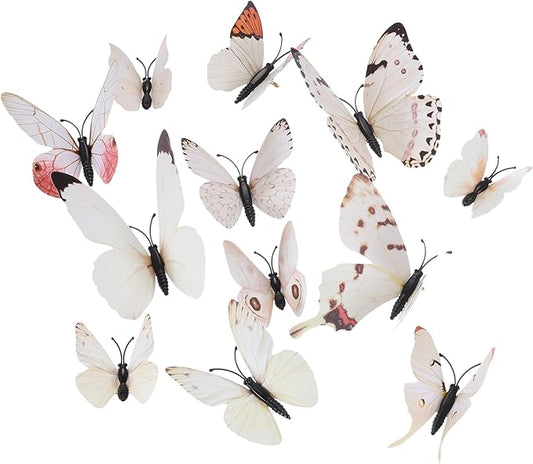 uxcell 120Pcs 3D Beautiful Butterfly Removable DIY Wall Stickers for Bedroom TV Background Decorations, White