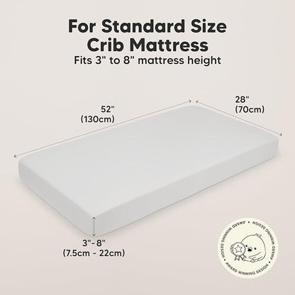 2-Pack Organic Crib Sheets for Boys, Girls - Jersey Fitted Crib Sheet, Baby Crib Sheets Neutral, Crib Mattress Sheet, Cotton Crib Sheets, Breathable Crib Sheet, Baby Mattress Sheets(French Gray)