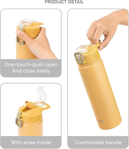 TYESO Water Bottle with Carrying Handle Lid | Insulated Stainless Steel Thermos | Travel Water Bottles for Gym & Sports | Leak Proof & BPA Free | All Day Collection | 25oz (Mint)