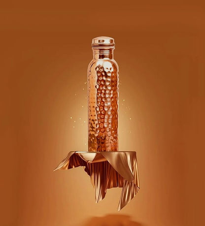 Ayurvedic Drinking Copper Water Bottle for Sports, Travel, Yoga & Everyday Use, Water Bottle for Gym, Office, Hiking, Outdoor Capacity 32 Oz (Design 2, 32 Oz)