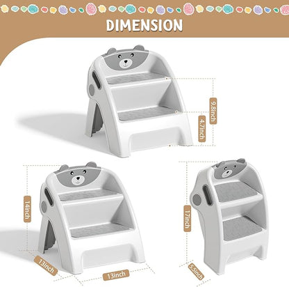 Toddler Step Stool for Bathroom Sink and Potty Training Durable Anti-Slip,Anti-Tip A-Frame,10-Second Assembly, 2-Step Potty Stool with Wide Steps,CPC Certified for Safe and Kids Easy Hand Washing