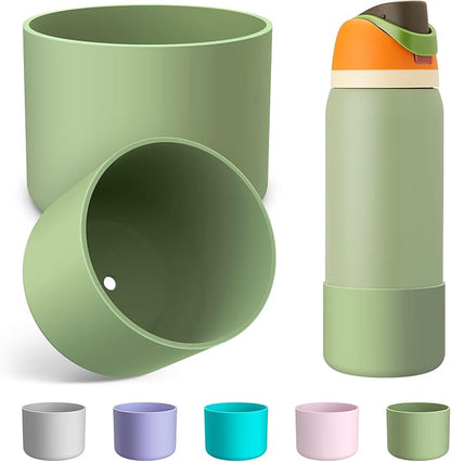 2PCS Silicone Water Bottle Boot for Owala 24oz 32oz 40oz, Anti-Slip Protective Sleeve Bottom Bumper Protector for FreeSip, Twist, and Flip Stainless Steel Water Bottles