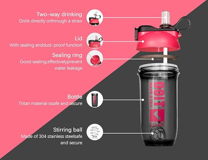 Litex Shaker Bottles for Protein Shakes, 26oz Blender Shaker Bottle for Pre-Workout,Shaker Cups with Straw, BPA-free Tritan Mixer Bottles for Protein Powder,with Cup Brush and Instructions (Rose red)