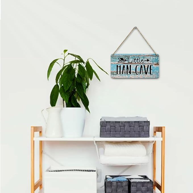 Man Cave Decor Front Door Decor for Garage Patio Bar Wooden Wall Sign Rustic Wall Hanging Plaque Sign for Nursery Boys Room Bedroom Living Room Man Cave Playroom Game Room Bathroom Kitchen Yard
