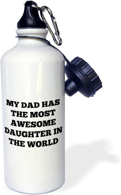 3dRose dad has the most awesome daughter in the world-Sports Water Bottle, 21oz , 21 oz, Multicolor