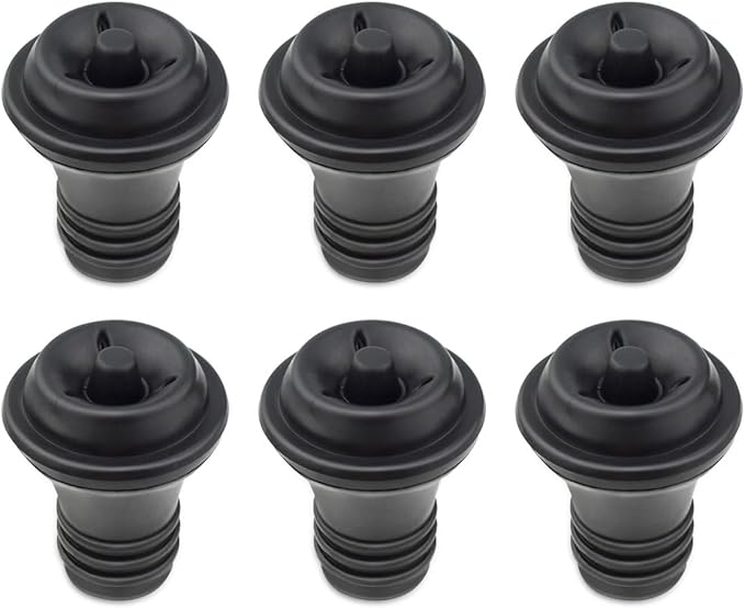 6 Pieces Vacuum Wine Stoppers Wine Saver Vacuum Pump Stopper Vacuum Wine Bottle Stopper Keep Wine Fresh Reusable Wine Preserver Bottles Sealer for Preserve Wine Flavor Wine Accessories Gift (Black)