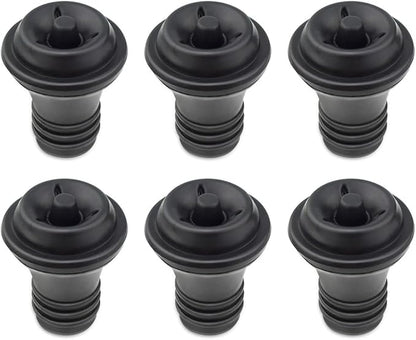 6 Pieces Vacuum Wine Stoppers Wine Saver Vacuum Pump Stopper Vacuum Wine Bottle Stopper Keep Wine Fresh Reusable Wine Preserver Bottles Sealer for Preserve Wine Flavor Wine Accessories Gift (Black)