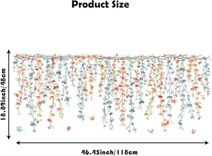 Multicolor Plants Flower Butterfly Wall Decals Garden Flower Vine Wall Corner Stickers Window Clings Bedroom Living Room Kitchen Decor