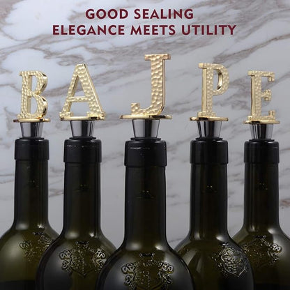 Miicol Wine Bottle Stopper, Prosecco Stopper, Gold Wine Stopper, Personalised Champagne Stopper, Initial Wine Stopper, Funny Prosecco Gift, Wine Lovers Gift, Kitchen Decor, Letter J