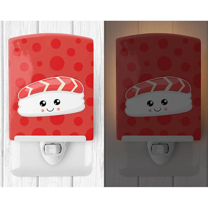 Caroline's Treasures BB8808CNL Sushi Tuna Sashimi Ceramic Night Light Compact, UL-Certified, Ideal for Bedroom, Bathroom, Nursery, Hallway, Kitchen, 6x4x3, Multicolor