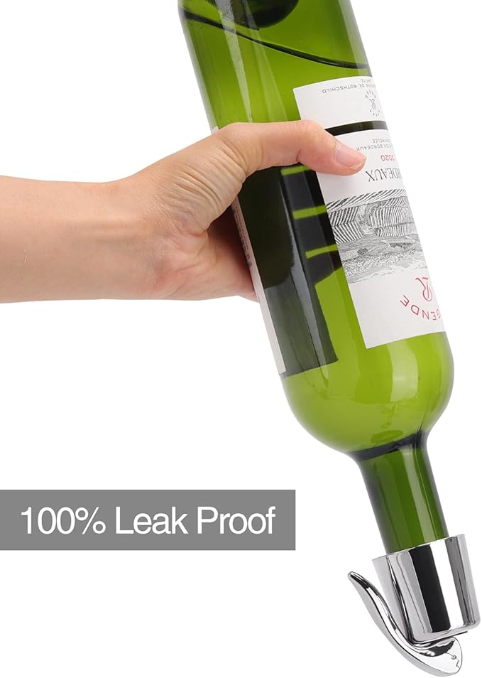 6Pcs Plastic Wine Stoppers, Reusable Wine Bottle Stopper with Silicone Seal, Wine Saver and Decorative Bottle Sealer, Beverage and Wine to Keep Fresh (Silver）