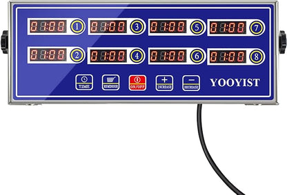 Professional Commercial 8 Channel Multiple Kitchen Timers Digital Calculagraph Programmable Loud for Restaurant Food Fryer Baking Cooking Stainless Steel Heavy Duty
