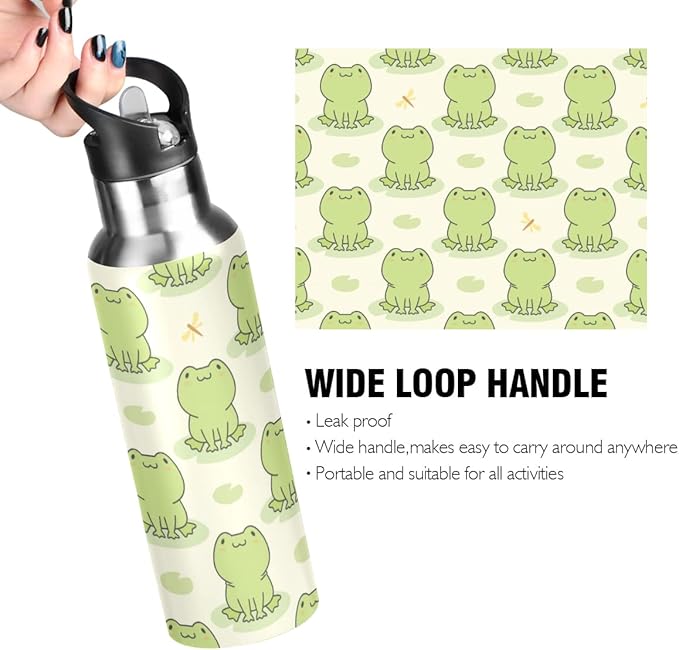 MNSRUU Insulated Water Bottle with Straw, Rainbow and Unicorns Stainless Steel Flasks for Sports Cycling Hiking School