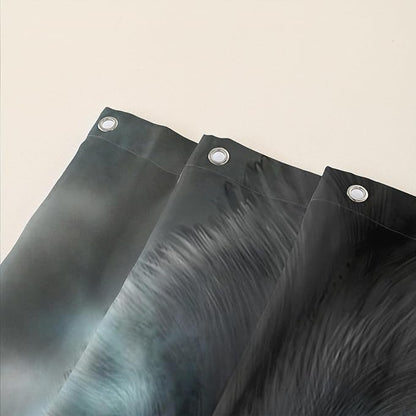 AILONEN Howling Wolf Shower Curtain,Cloud Moon Wolf Bath Curtain,Wildlife Wolf Polyester Waterproof for Bathroom,60" W*72" H with 12 Plastic Hooks