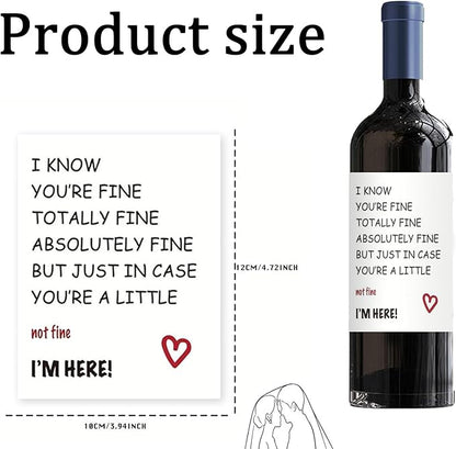 24Pcs Funny Encouragement Wine Bottle Label for Women Men, Thinking of You Wine Bottle Label for Husband Wife, Get Well Soon Wine Bottle Stickers, You’re Totally Fine I’m Here for You