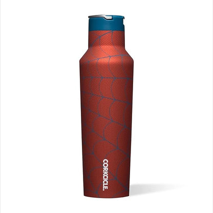 Corkcicle x Marvel Spider-Man Sport Canteen Insulated Tumbler, 20 oz – Reusable Water Bottle Keeps Beverages Cold for 25 Hours & Hot 12 Hours – Cupholder Friendly Tumbler with Screw-On Cap