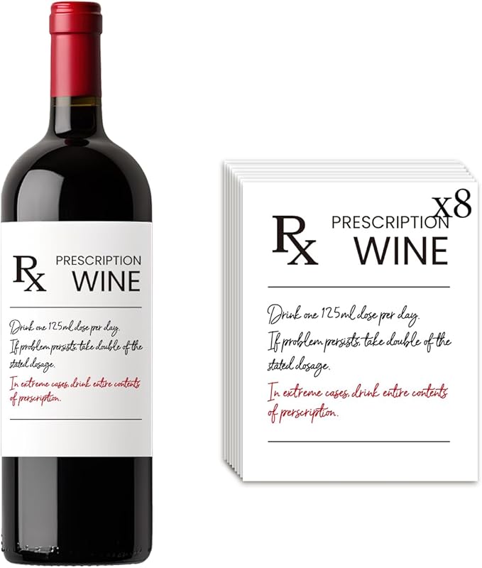 8 Pcs Pharmacist RX Wine Labels, Humor Pharmacist Retirement Appreciation Birthday Graduation Gifts for Women Men, Funny Pharmacy Technician Gift Wine Bottle Stickers Labels