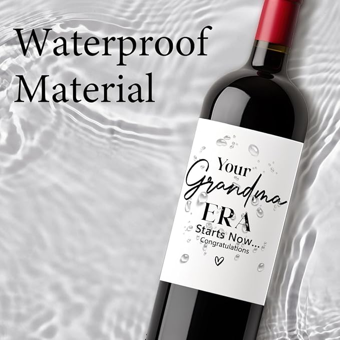 8 Pcs Grandma Pregnancy Baby Announcement Wine Labels, Funny Pregnancy Baby Announcement Gifts for New Grandma Wine Bottle Stickers Labels, Your Grandma Era Starts Now Wine Labels