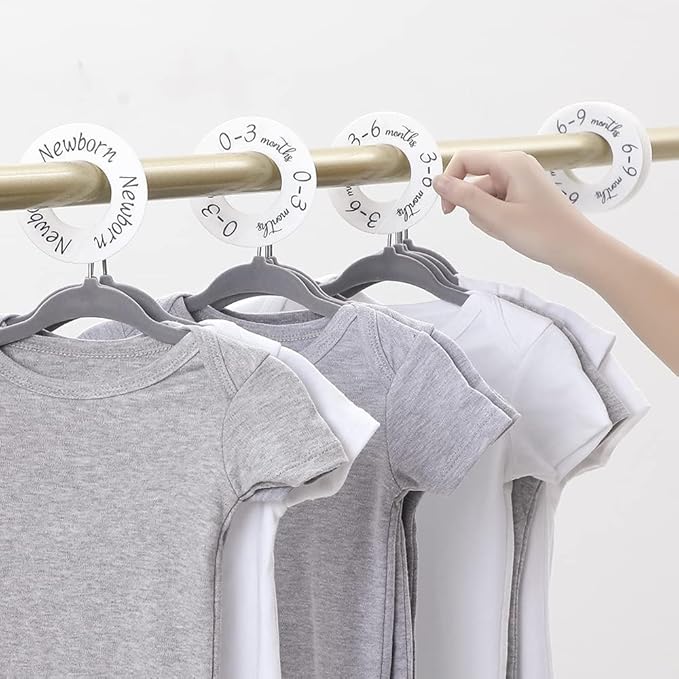 9pcs Closet Dividers Baby Clothes Organizers from Newborn to Toddler and,Applicable to Nursery Baby Clothes Size Age Dividers Fits 1.5" Rod