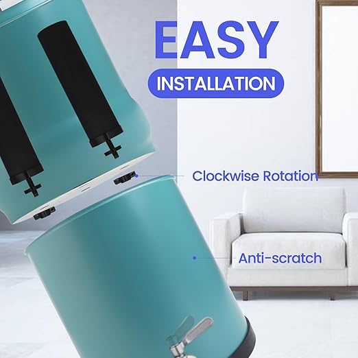 Amwater NSF/ANSI 42&372 Certification 2.25Gallon Stainless Steel Gravity-Fed Filter System,304 Stainless Steel Countertop System