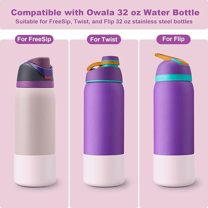 2PCS Silicone Water Bottle Boot for Owala 24oz 32oz 40oz, Anti-Slip Protective Sleeve Bottom Bumper Protector for FreeSip, Twist, and Flip Stainless Steel Water Bottles