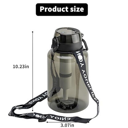 40 OZ Water Filter Bottle with 3-Stage Filtration - Ideal for Survival, Camping, Hiking, Backpacking, and Emergency - Portable&Reusable Filtered Water Bottle with Strap - Black