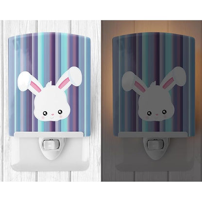 Caroline's Treasures BB6933CNL Rabbit Face Ceramic Night Light Compact, UL-Certified, Ideal for Bedroom, Bathroom, Nursery, Hallway, Kitchen, 6x4x3, Multicolor