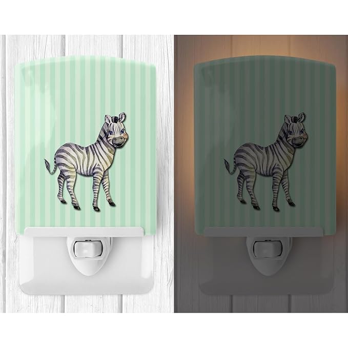 Caroline's Treasures BB7143CNL Zebra Ceramic Night Light Compact, UL-Certified, Ideal for Bedroom, Bathroom, Nursery, Hallway, Kitchen, 6x4x3, Multicolor