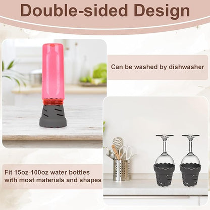 2pcs Drying Rack for Water Bottles, BPA Free Silicone Drying Rack for 15oz-100oz Bottles and Tumblers, Stackable Bottle Drying Holder Rack for HydroFlask, Yeti, Simple Modern, Camelbak(Grey)