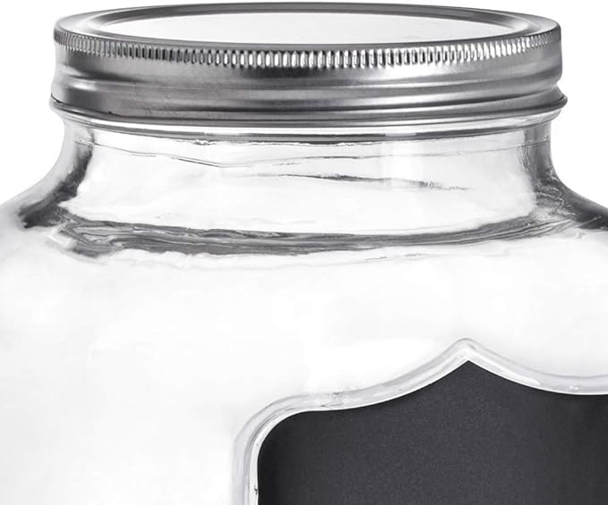 VITTORI, Vintage Drinks Dispenser, Vitolero Water Dispenser, Glass Vitolero with Black Label and Lid, 4 Liters