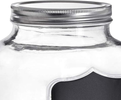 VITTORI, Vintage Drinks Dispenser, Vitolero Water Dispenser, Glass Vitolero with Black Label and Lid, 4 Liters