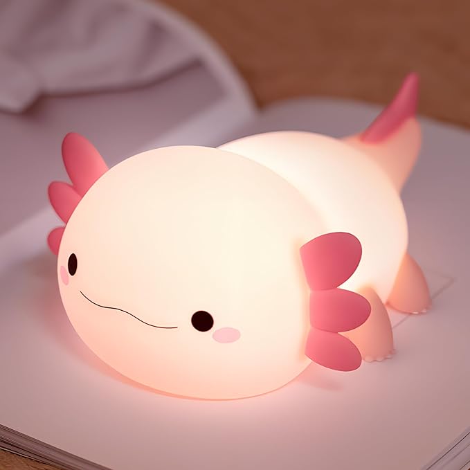 Axolotl Gifts for Kids, Axolotl Night Light Silicone Lamp,Portable Rechargeable Table Lamp,Cute Room Decor Night Light for Kids Girls Boys Birthday Christmas Gifts