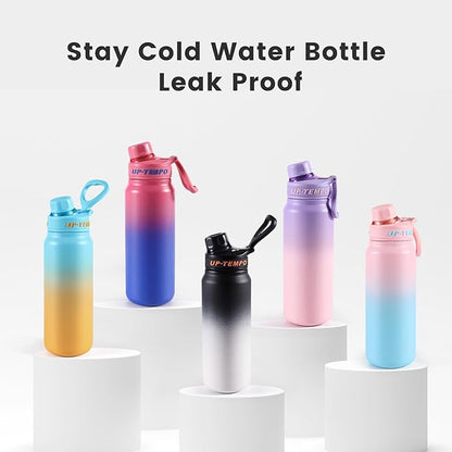 28oz Sports Water Bottle with Straw, Stainless Steel Vacuum Insulated Cooling Water Bottle, Leak Proof Metal Water Bottle, Double Insulated, Suitable for Sports, Gym and Travel (Black & White)