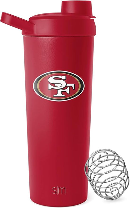 Simple Modern Officially Licensed NFL San Francisco 49rs Stainless Steel Shaker Bottle with Ball 24oz | Metal Insulated Cup for Protein Mixes Shake Pre Workout | Rally Collection | San Francisco 49rs
