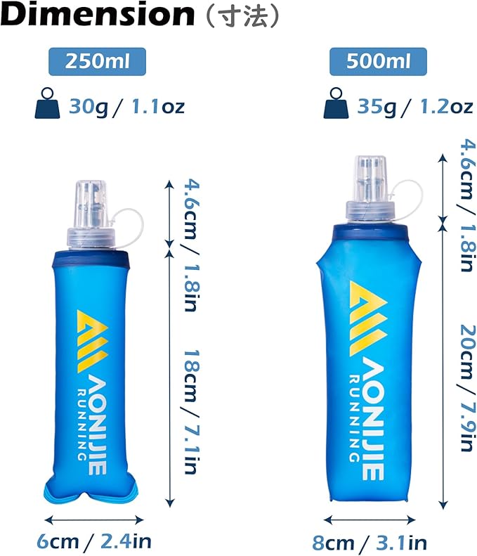 TRIWONDER Soft Flask Collapsible Water Bottles Hydration Bladder BPA-Free Foldable Water Flask for Hydration Pack - Ideal for Hiking Running Cycling Climbing Travel