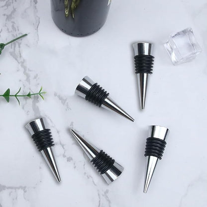 5 Pcs Wine Stopper, Stainless Steel Vacuum Bottle Stopper for Beverage, Wine Fresh, Reusable Wine Corks Tapered Storage Craft for Bar, Party, Wedding