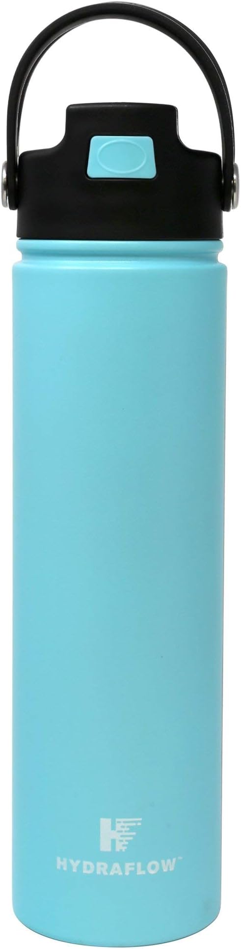 Hydraflow Hybrid - Triple Wall Vacuum Insulated Water Bottle with Flip Straw (25oz, Powder Aqua) Stainless Steel Metal Thermos, Reusable Leak Proof BPA-FREE for Sports and Travel